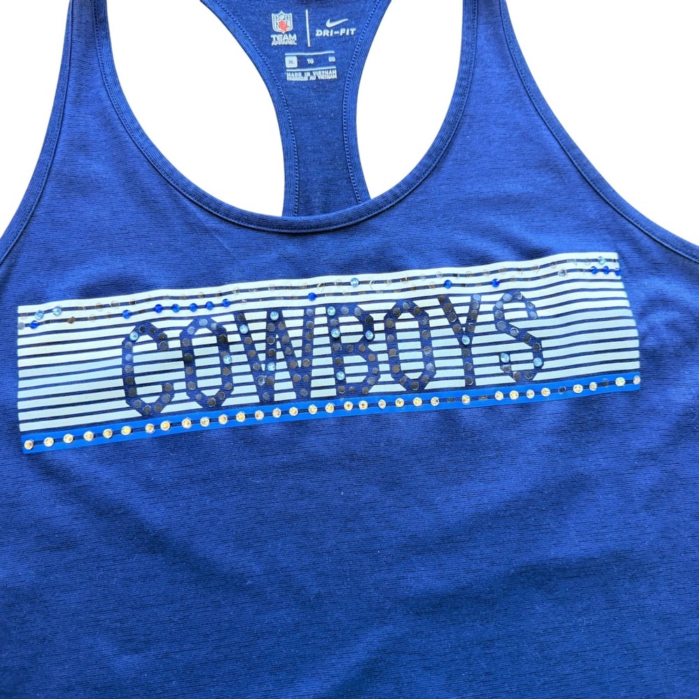 Nike Women Dallas Cowboys Rhinestone Dri-FIT Tank Top Sporty‎ Athletic Running - Picture 9 of 9